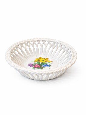 Herend Printemps BT Hand-Painted Porcelain Openwork Floral Bowl